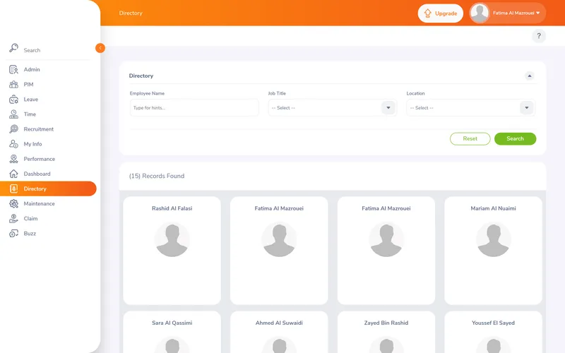 HR management dashboard