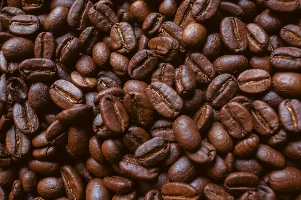 Roasted coffee beans, close up